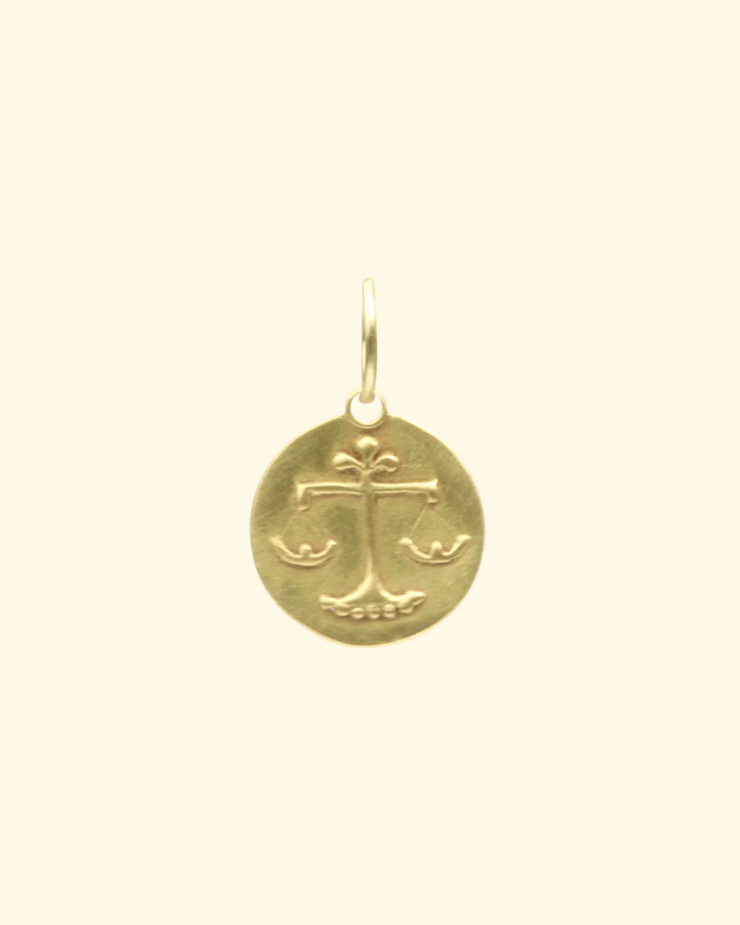 Libra Medal Charm | 18k Yellow Gold