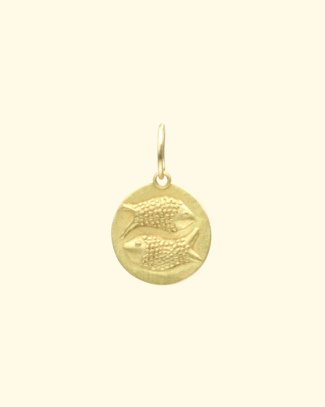 Pisces Medal Charm | 18k Yellow Gold