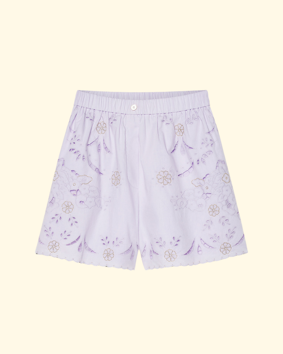 PREORDER Lace and Glass Embroidery Popline Shorts | Charme