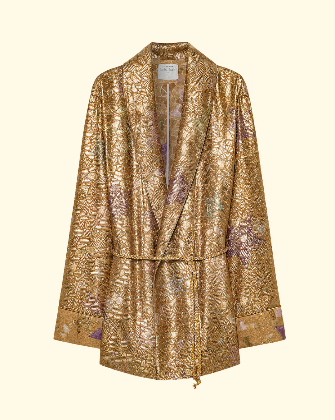 PREORDER Les Folies Chine Lurex Jacquard Coat | Gold