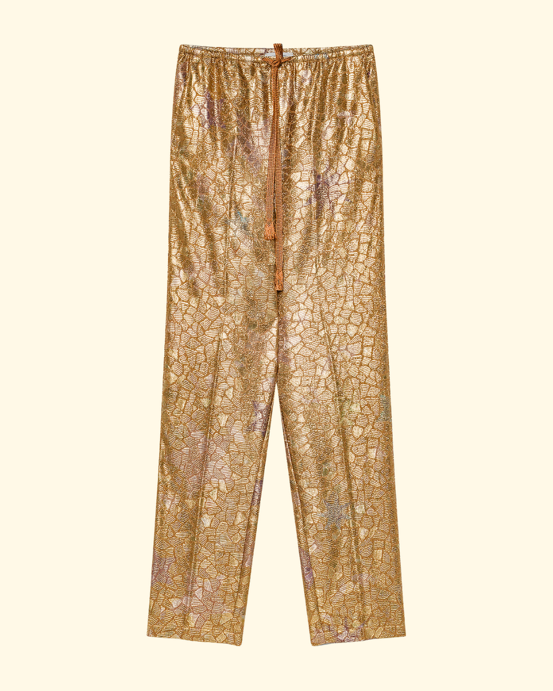 PREORDER Les Folies Chine Lurex Jacquard Pants | Gold