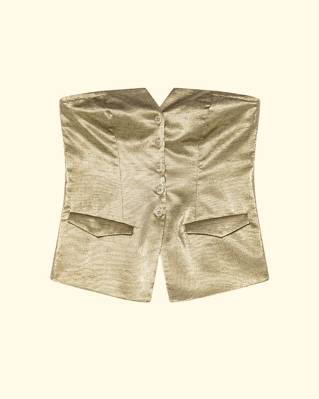PREORDER Chic Lurex Linen Cloth Bustier Top | Gold