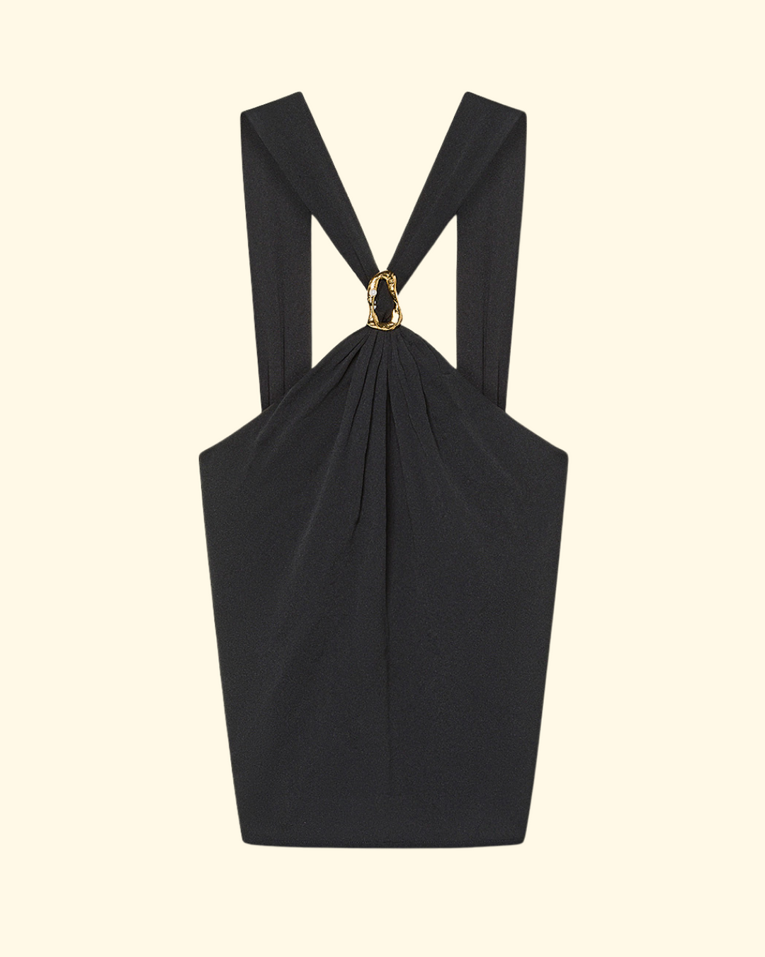 PREORDER Chic Crepe Marocaine Top with Sculpture Element | Noir
