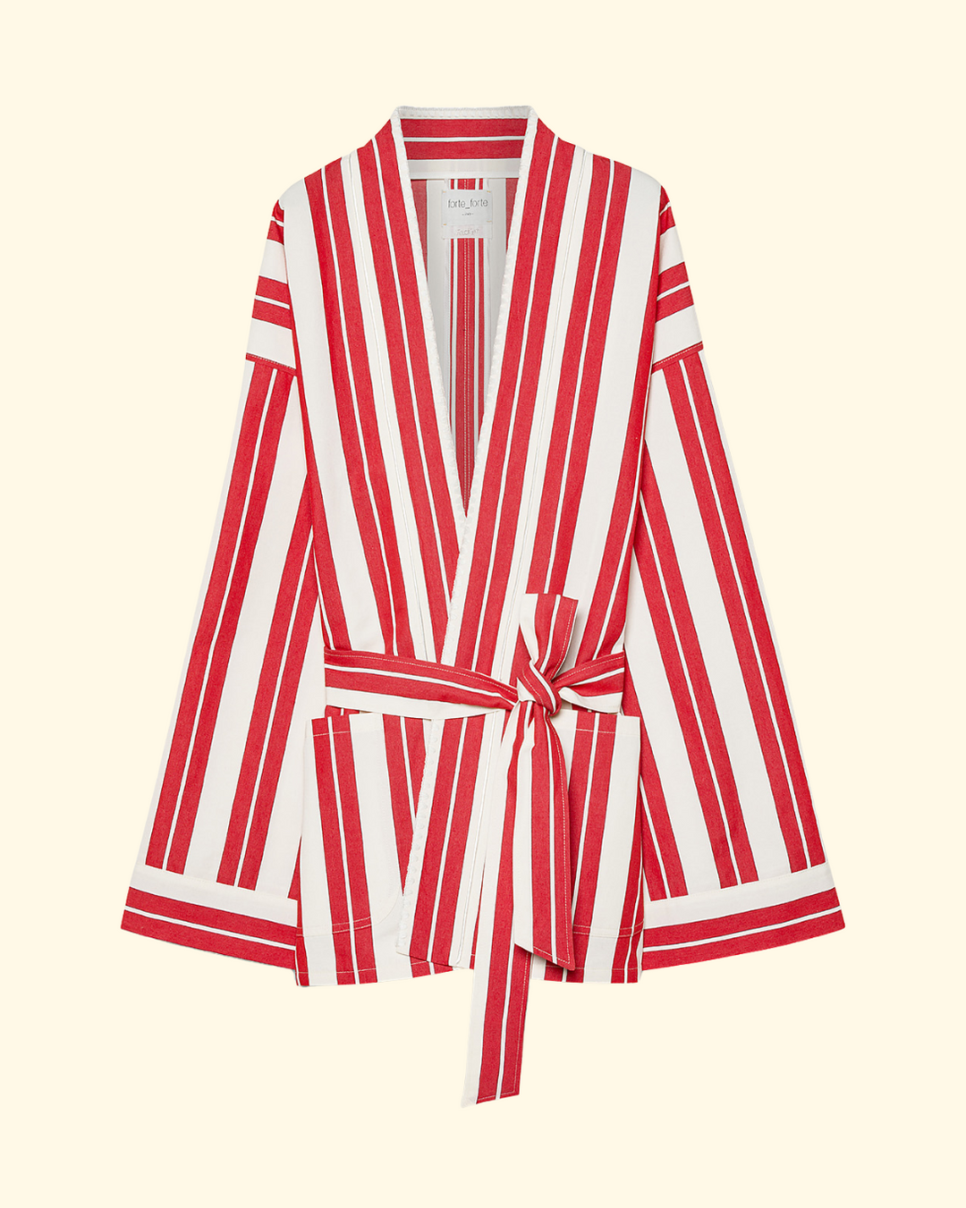 PREORDER Chic Striped Cotton Linen Coat w/ Embroidery | Rouge