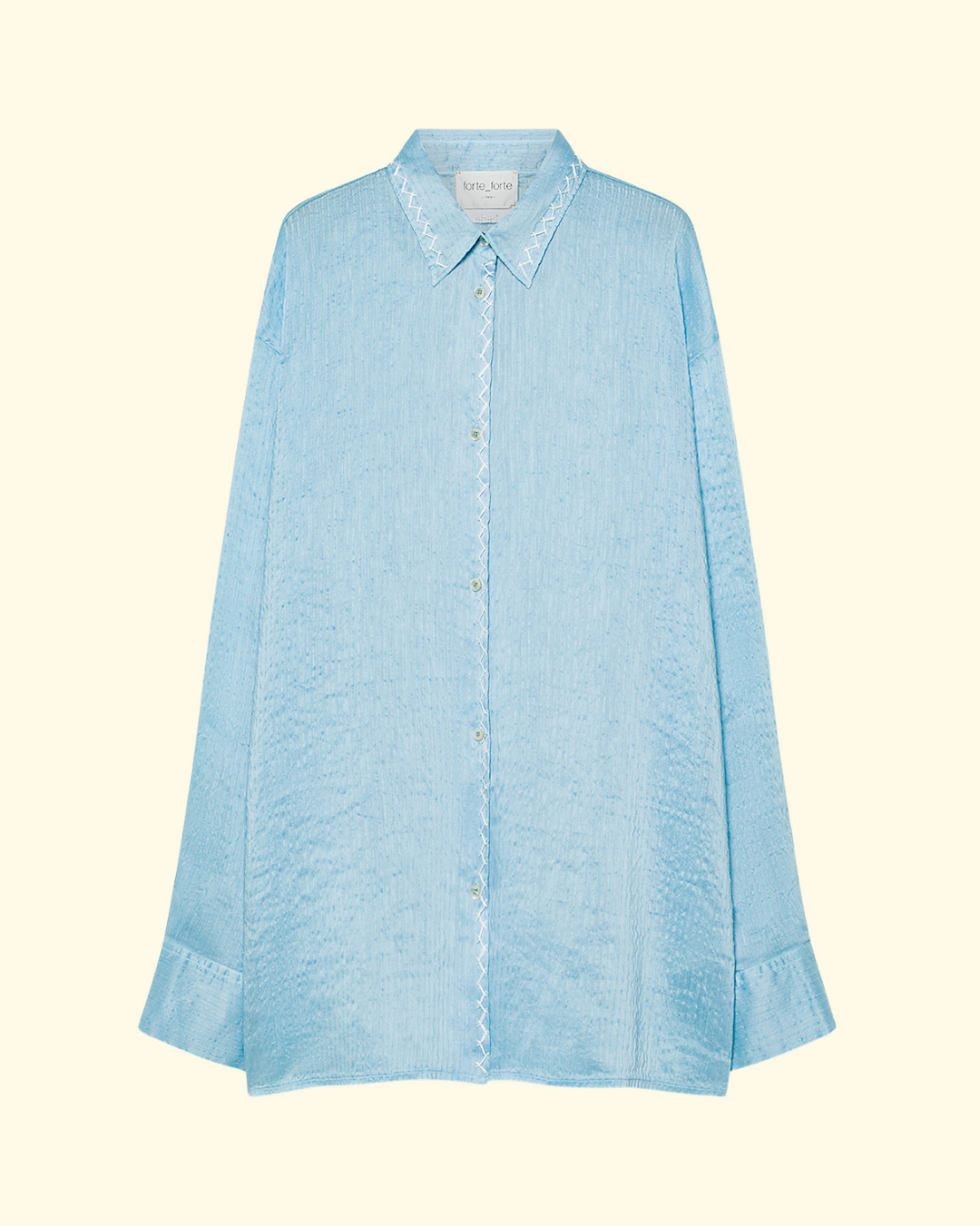 PREORDER Silk Linen Voile Pinstriped Shirt w/ Embroidery | Turchino