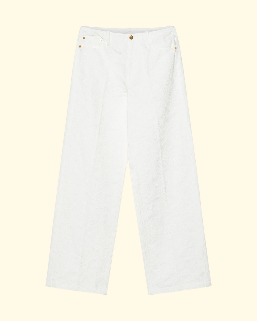 PREORDER Arabesque Cotton Jacquard 5 Pocket Pants | Crystal