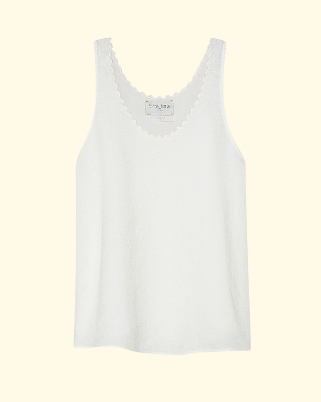 PREORDER Chic Linen Embroidered Edges Top | Crystal