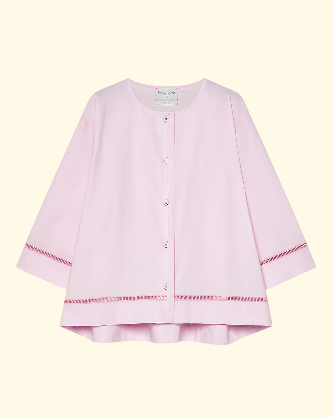 PREORDER Cotton Popline Half Sleeves A-Jour Shirt | Charme