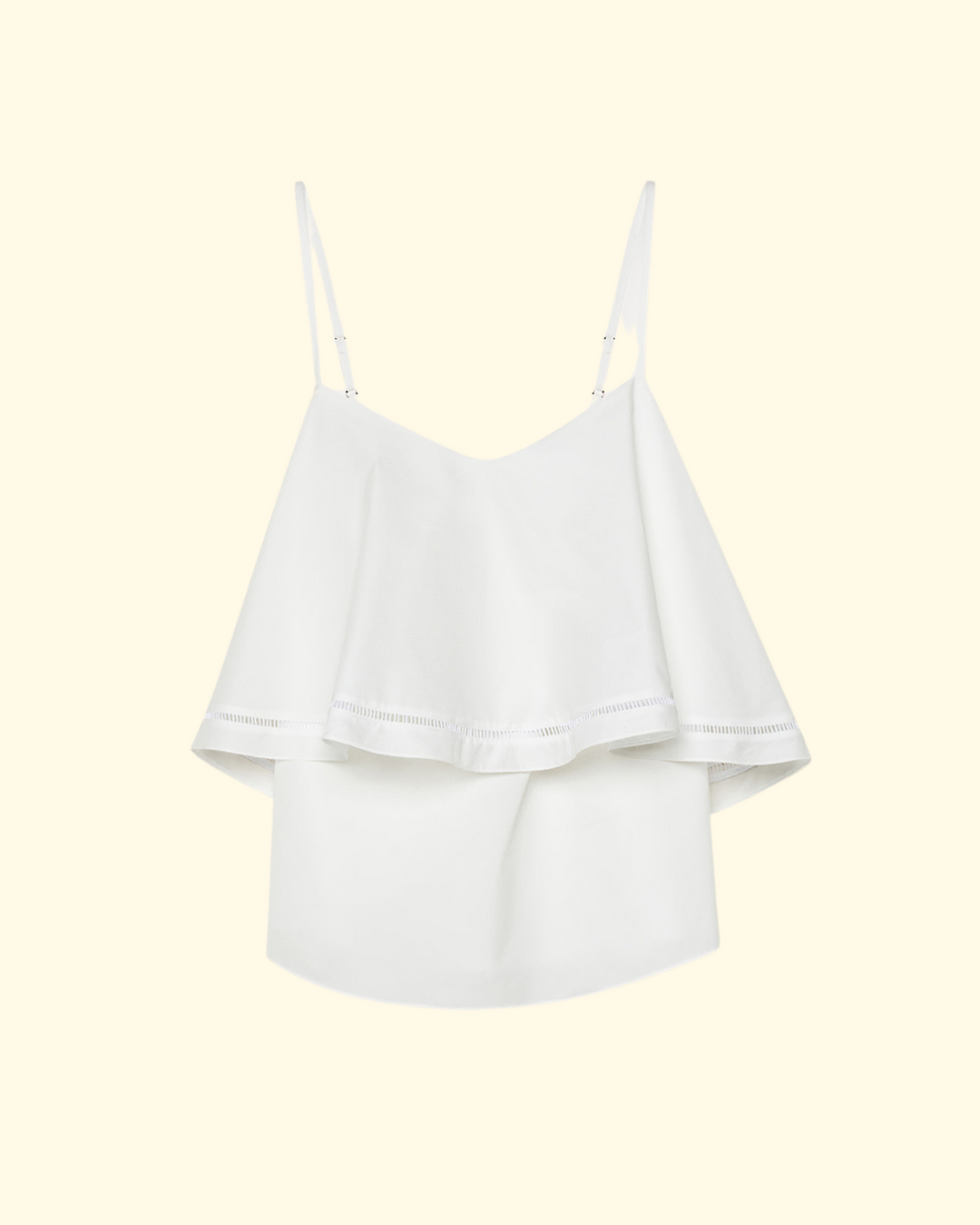 PREORDER Cotton Popline Half Sleeves A-Jour Top | Crystal