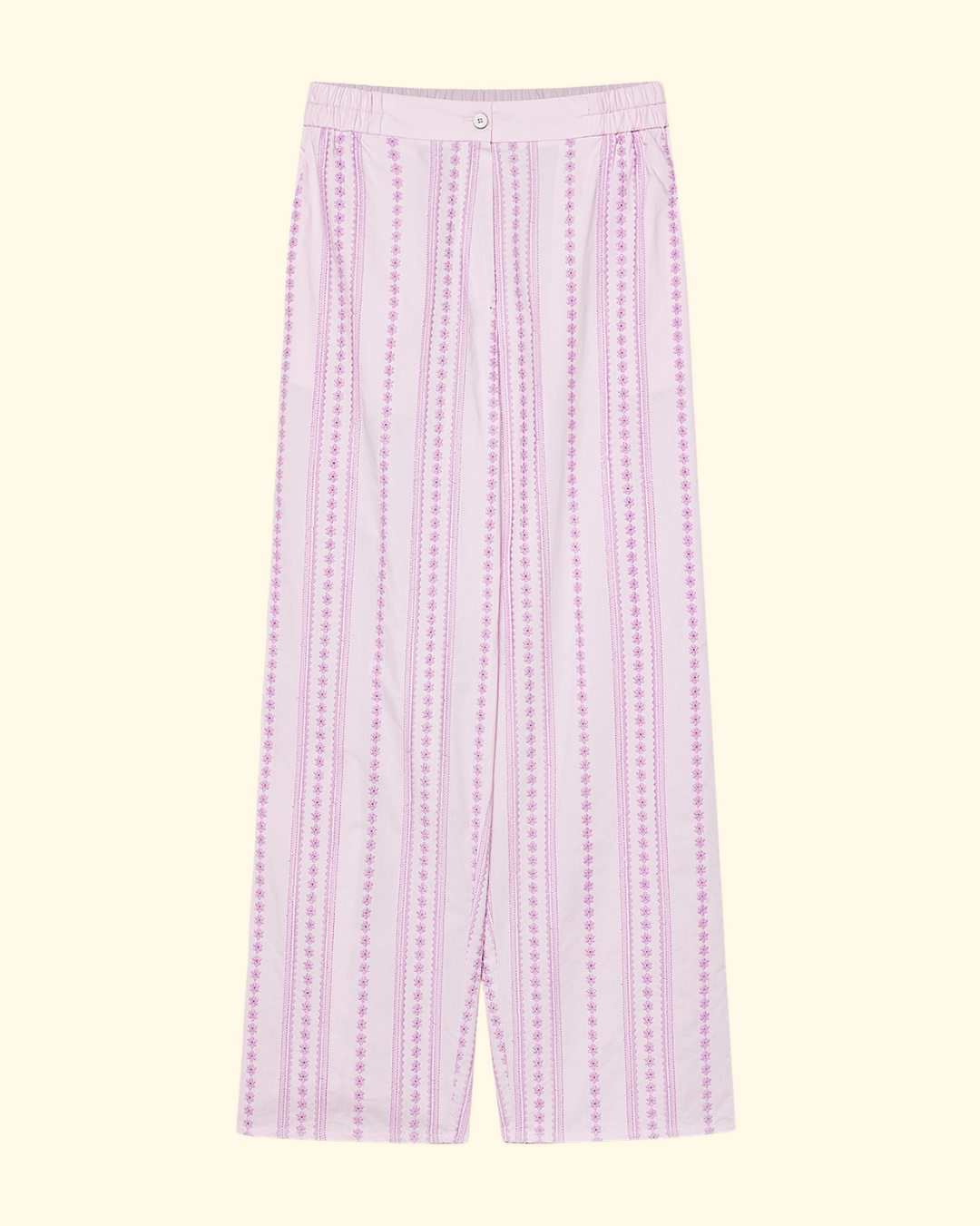 PREORDER Les Fleurs Embroidery Popline Elasticated Pants | Charme