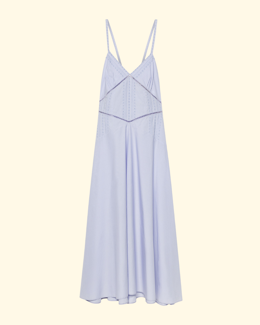 PREORDER Les Fleurs Embroidery Popline Straps Dress | Sky