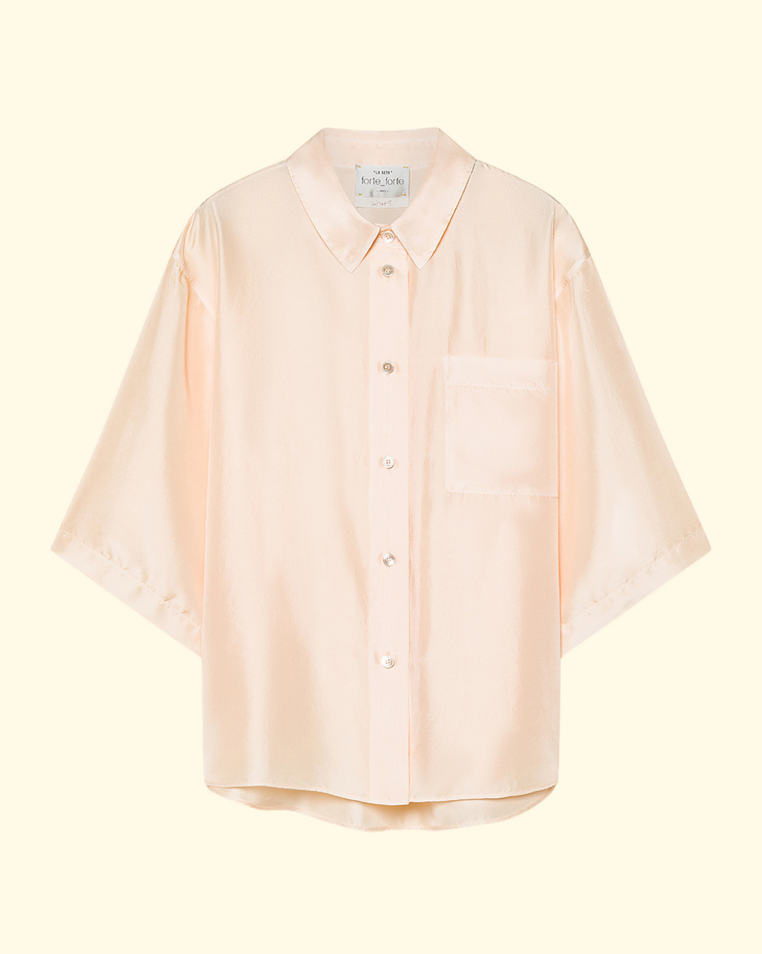 PREORDER Habotai Silk Half Sleeves Shirt | Nude
