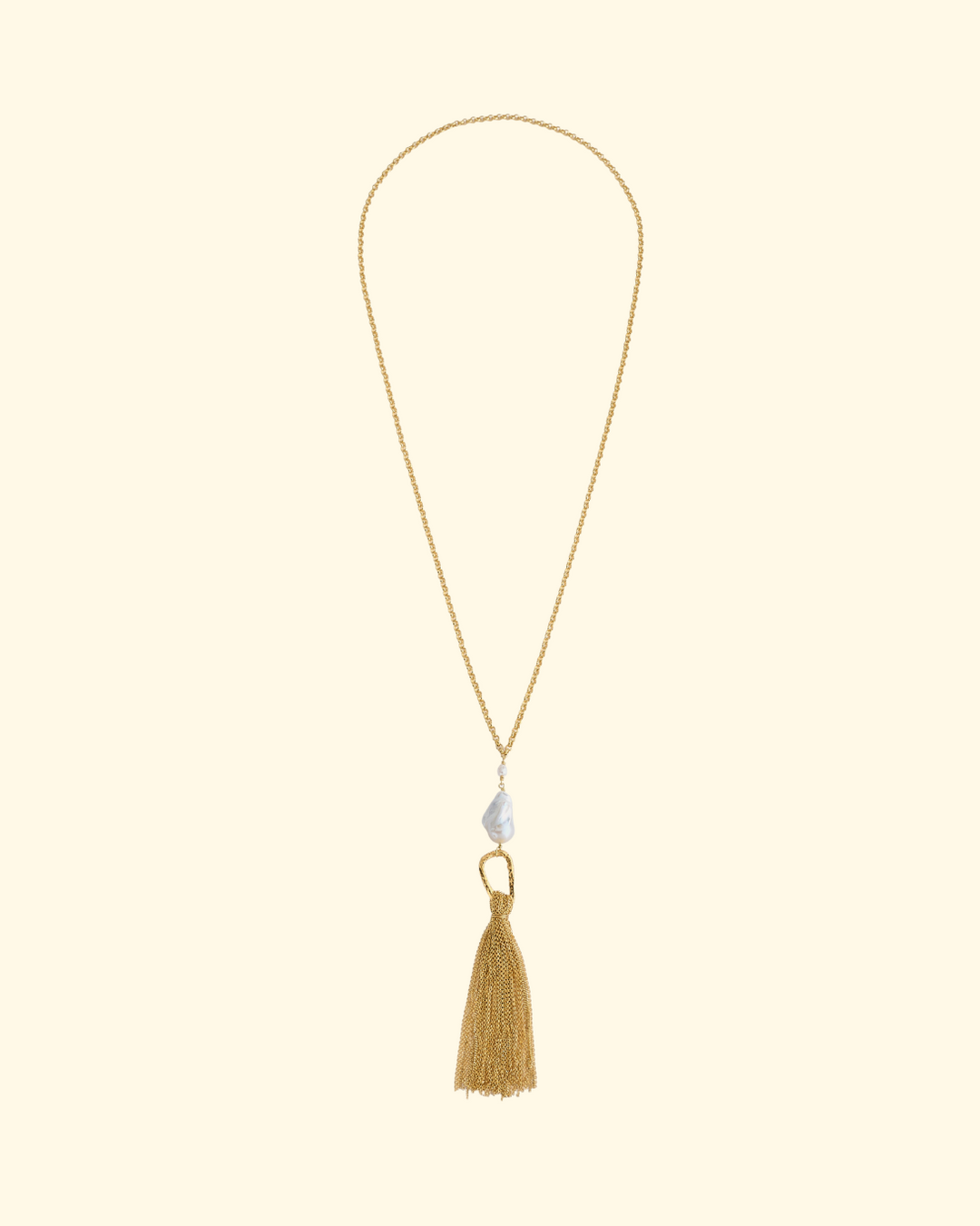 PREORDER Sculpture Necklace w/ Fringes And Pearl | Oro