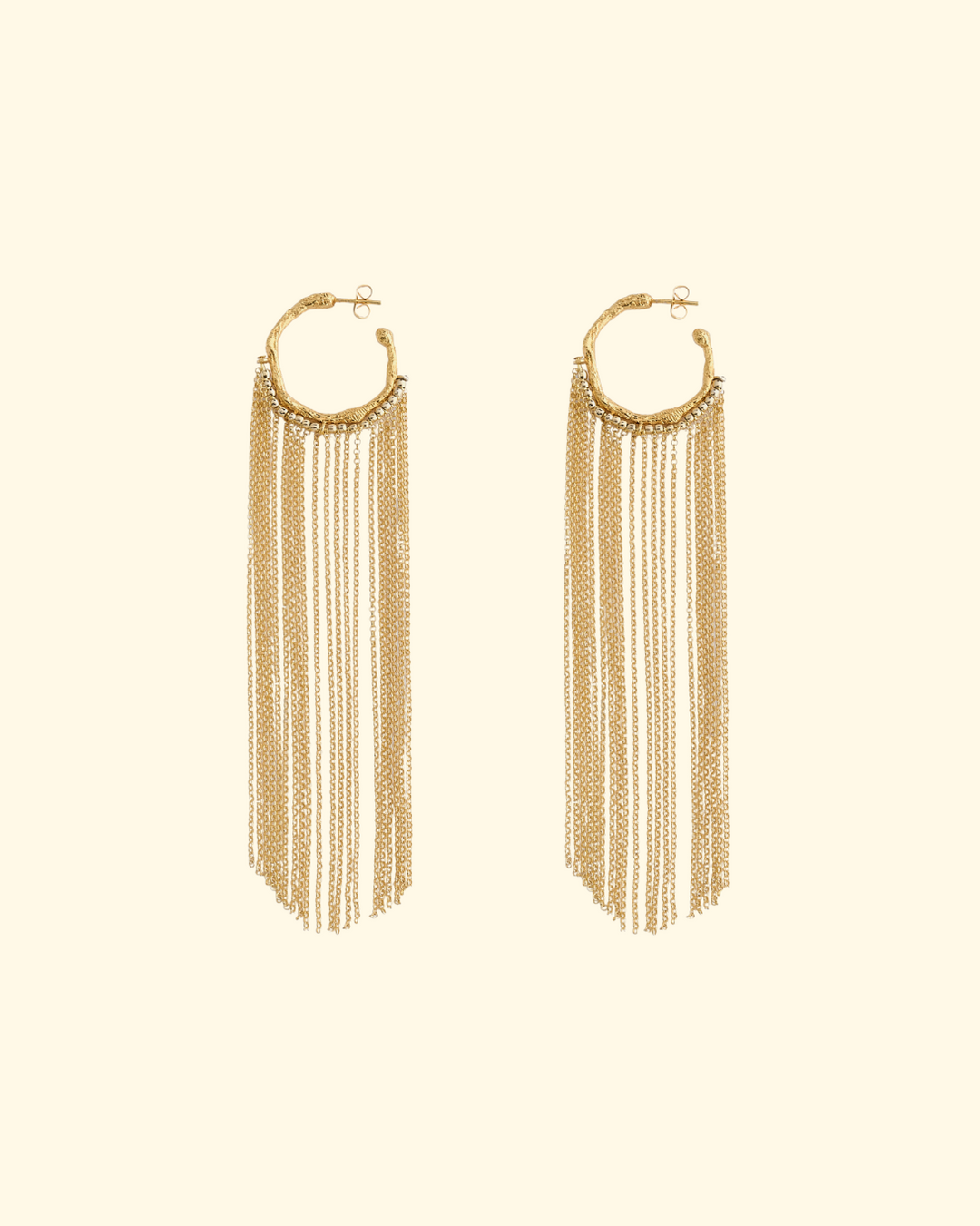 PREORDER Hoop Sculpture Fringed Earrings | Oro