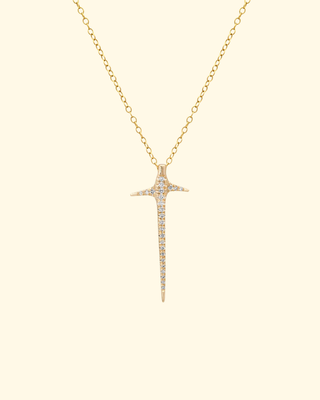 Small Full Diamond Pave Thorn Necklace | 14k Yellow Gold