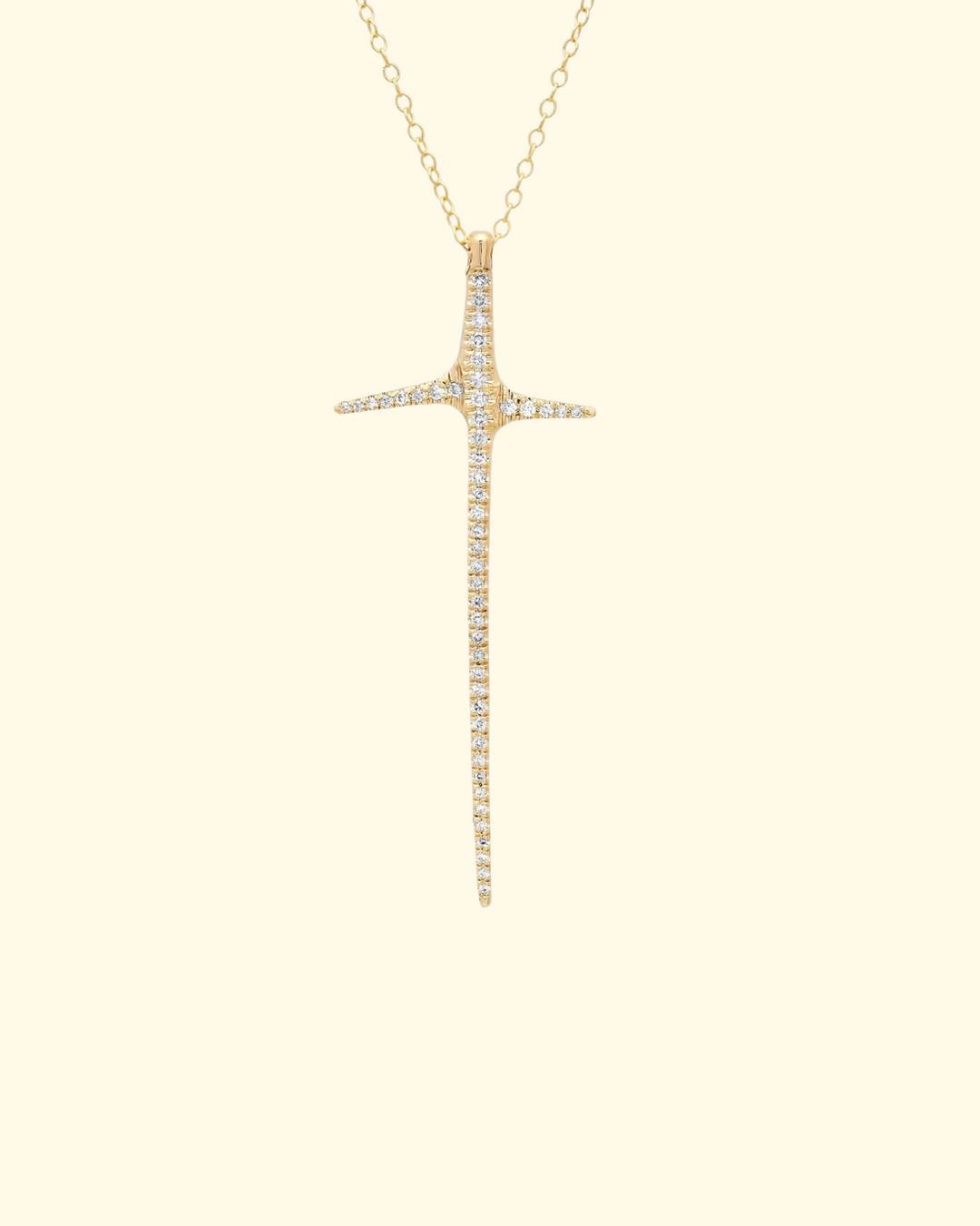 Full Diamond Pave Thorn Necklace Large | 14k Yellow Gold