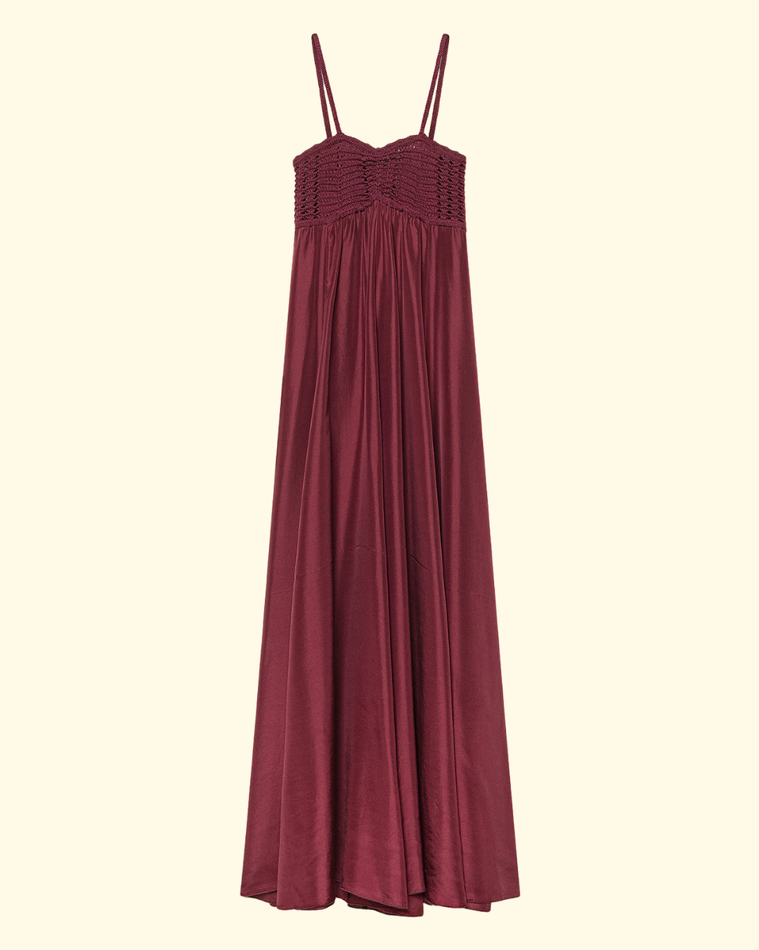 PREORDER Habotai Silk Crochet Effect Bustier Dress | Ruby