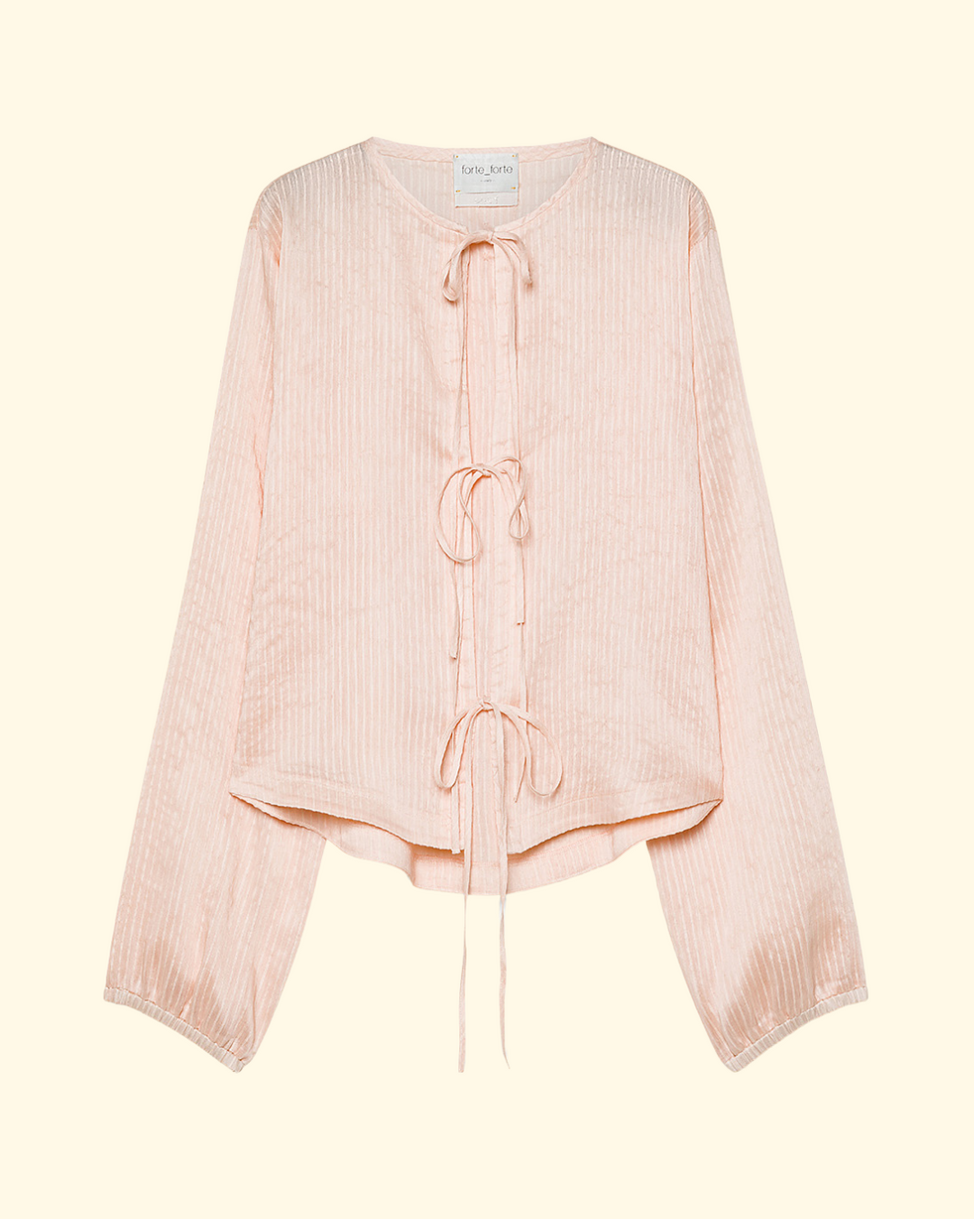 PREORDER Silk Linen Voile Pinstriped Shirt w/ Strings | Nude