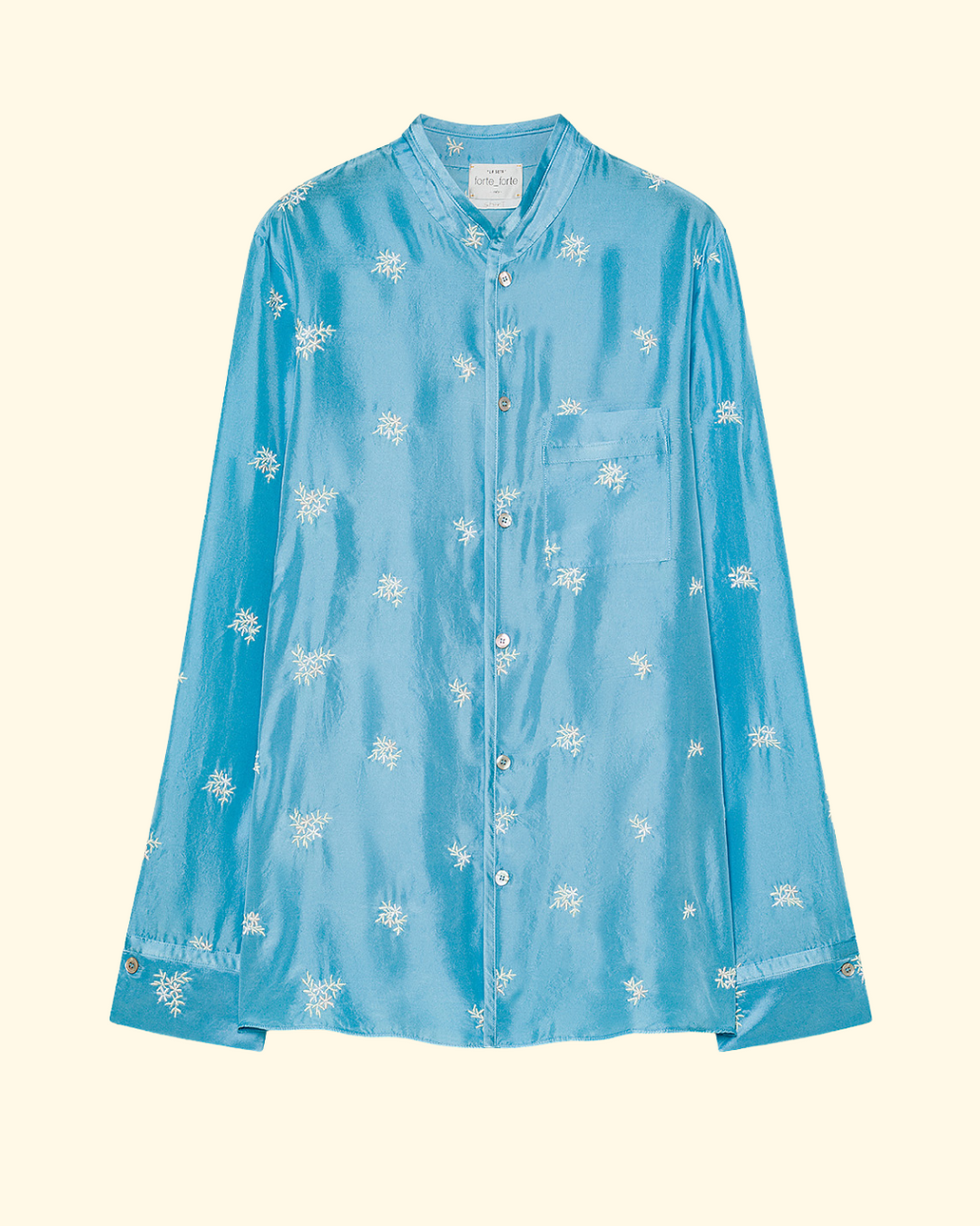 PREORDER Petites Fleurs Embroidery Silk Pajama Shirt | Turchino