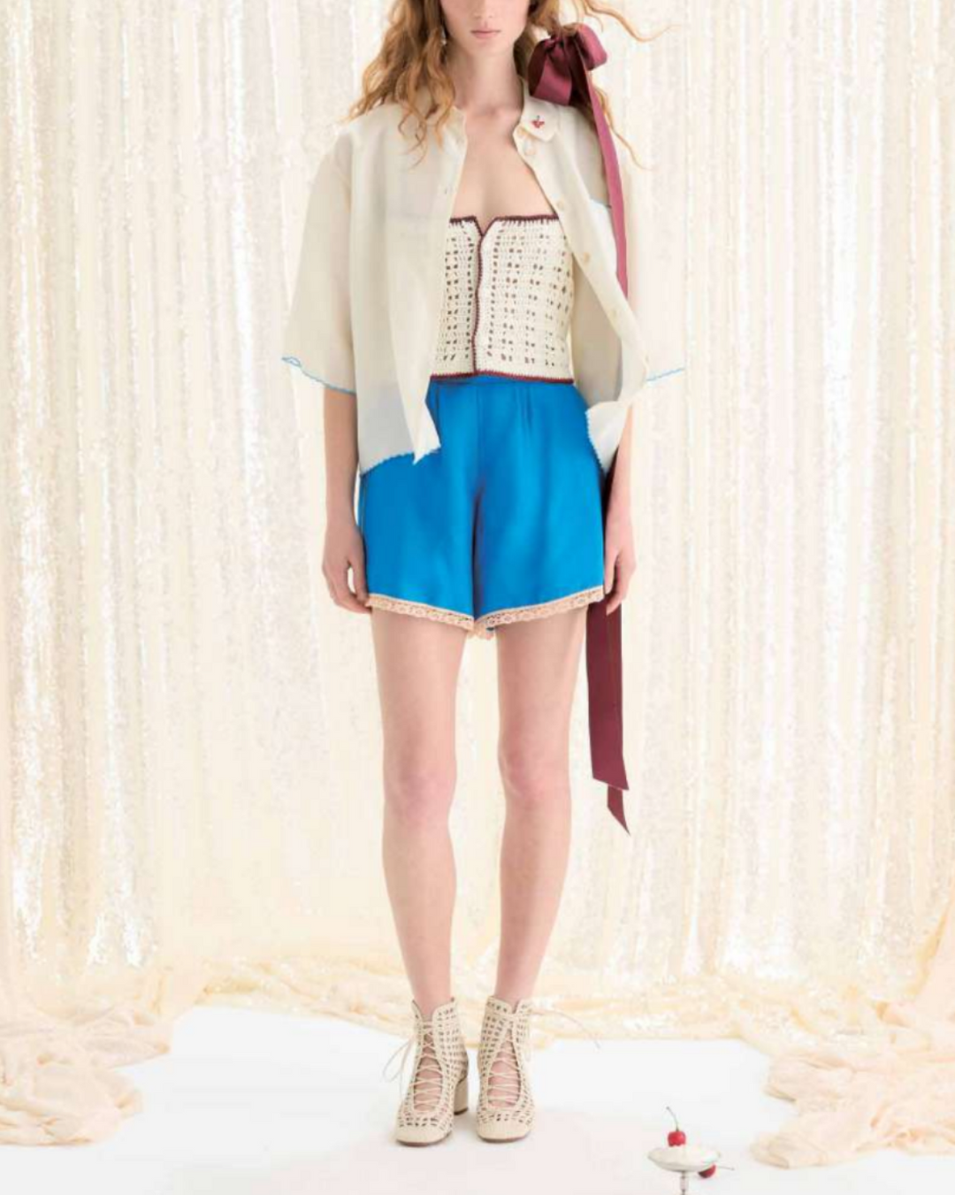 PREORDER Chic Viscose Twill Coulotte w/ Lace | Sea