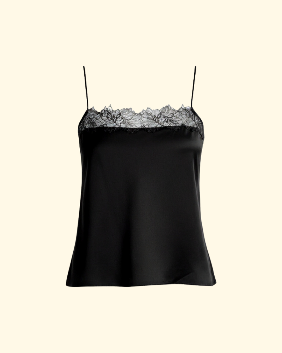 Haya Lace Trim Square Neck Cami | Black