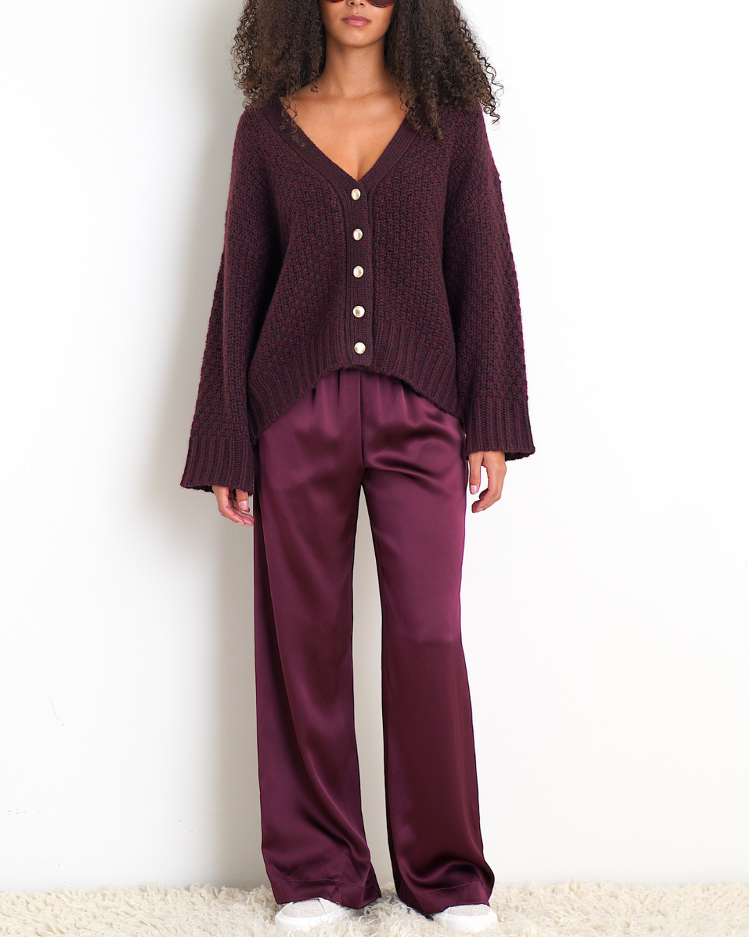 Tisch Slouchy Cardigan | Bordeaux