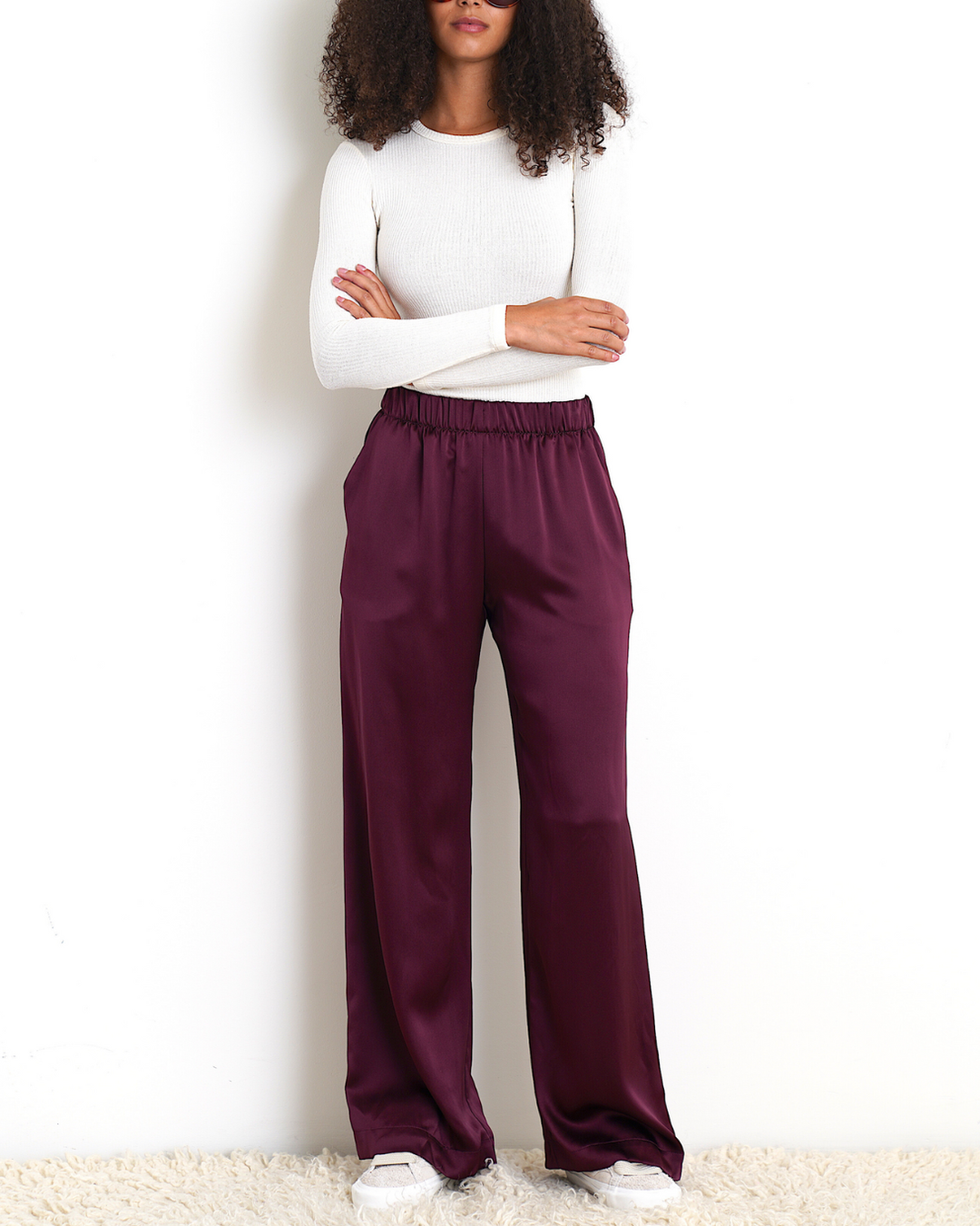 Brynn High Rise Wide Leg Pant | Bordeaux