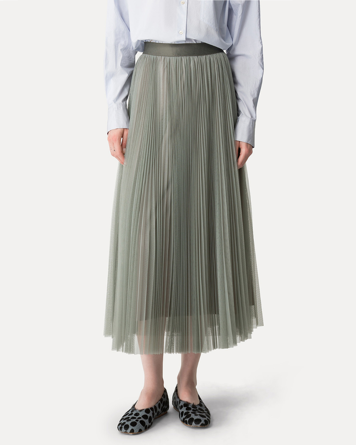 Tulle Soleil Pliss Skirt | Stone