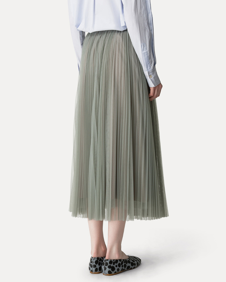 Tulle Soleil Pliss Skirt | Stone