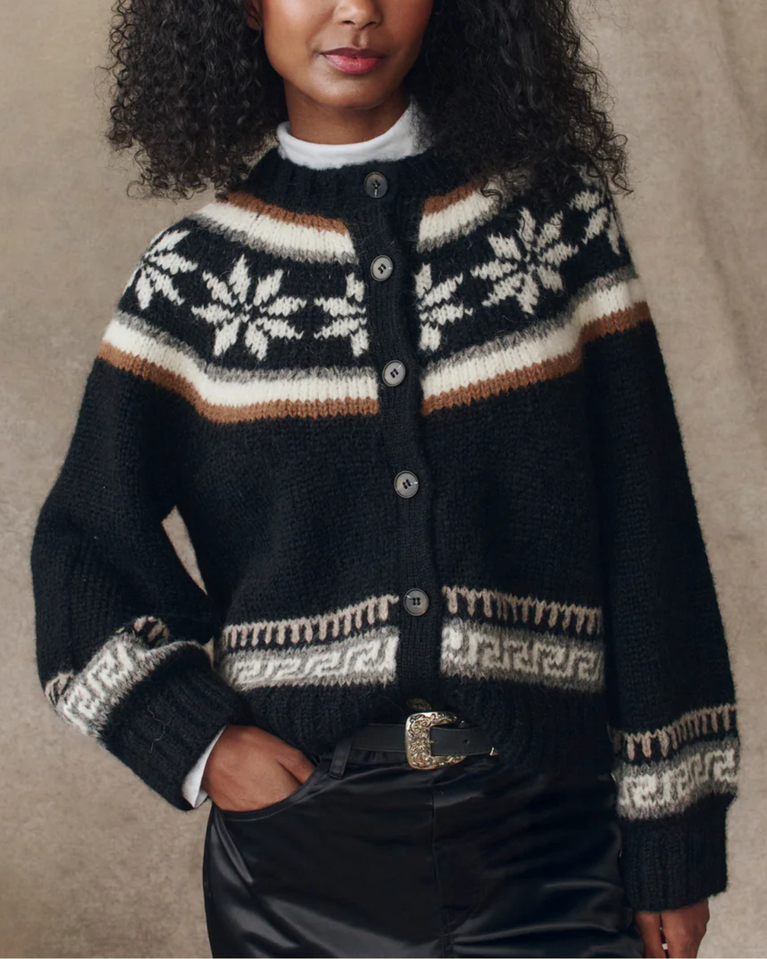 The Snowflake Ice Rink Cardigan | Black