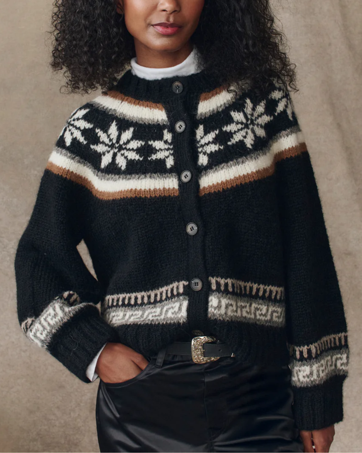 The Snowflake Ice Rink Cardigan | Black
