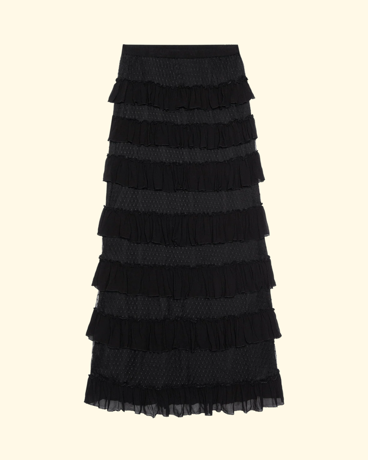 The Winter Mesh Flounce Skirt | Black