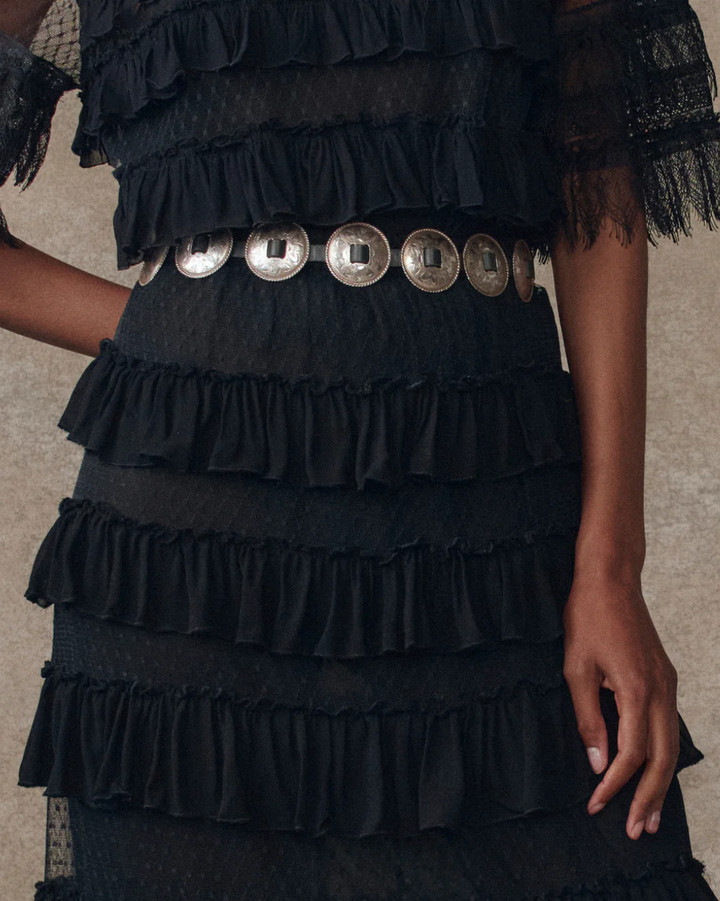 The Winter Mesh Flounce Skirt | Black