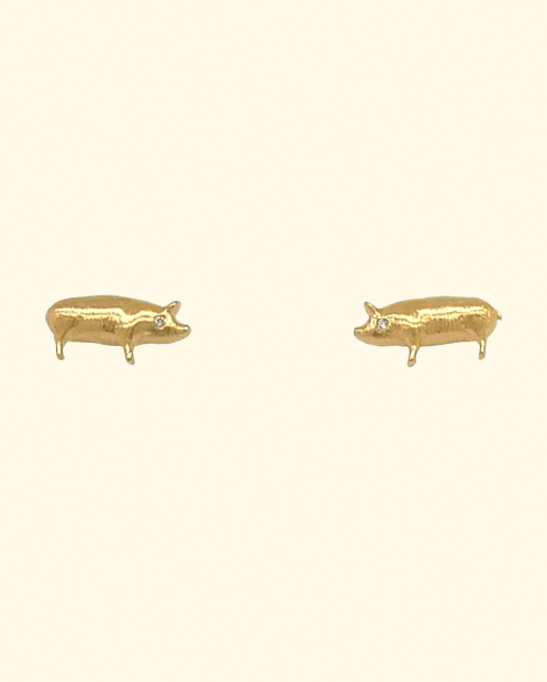 18k diamond pig stud earrings .01ct