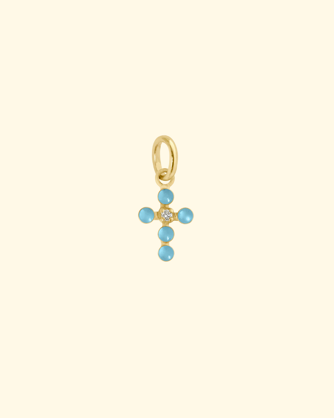 Pearled Cross Diamond Pendant | Turquoise