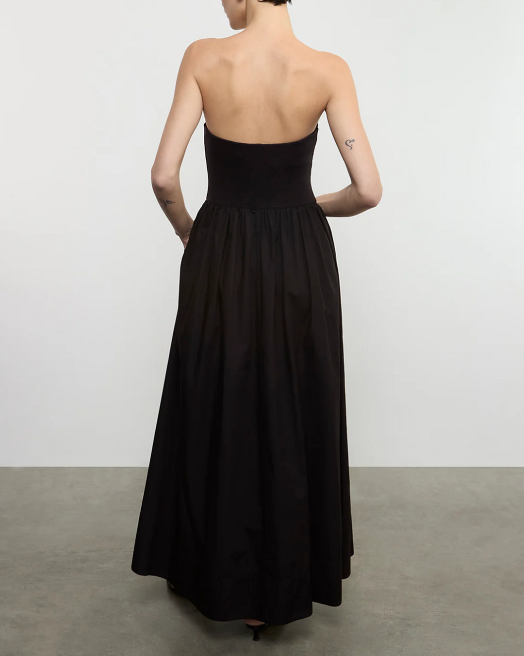 Cotton Resort Strapless Dress | Black