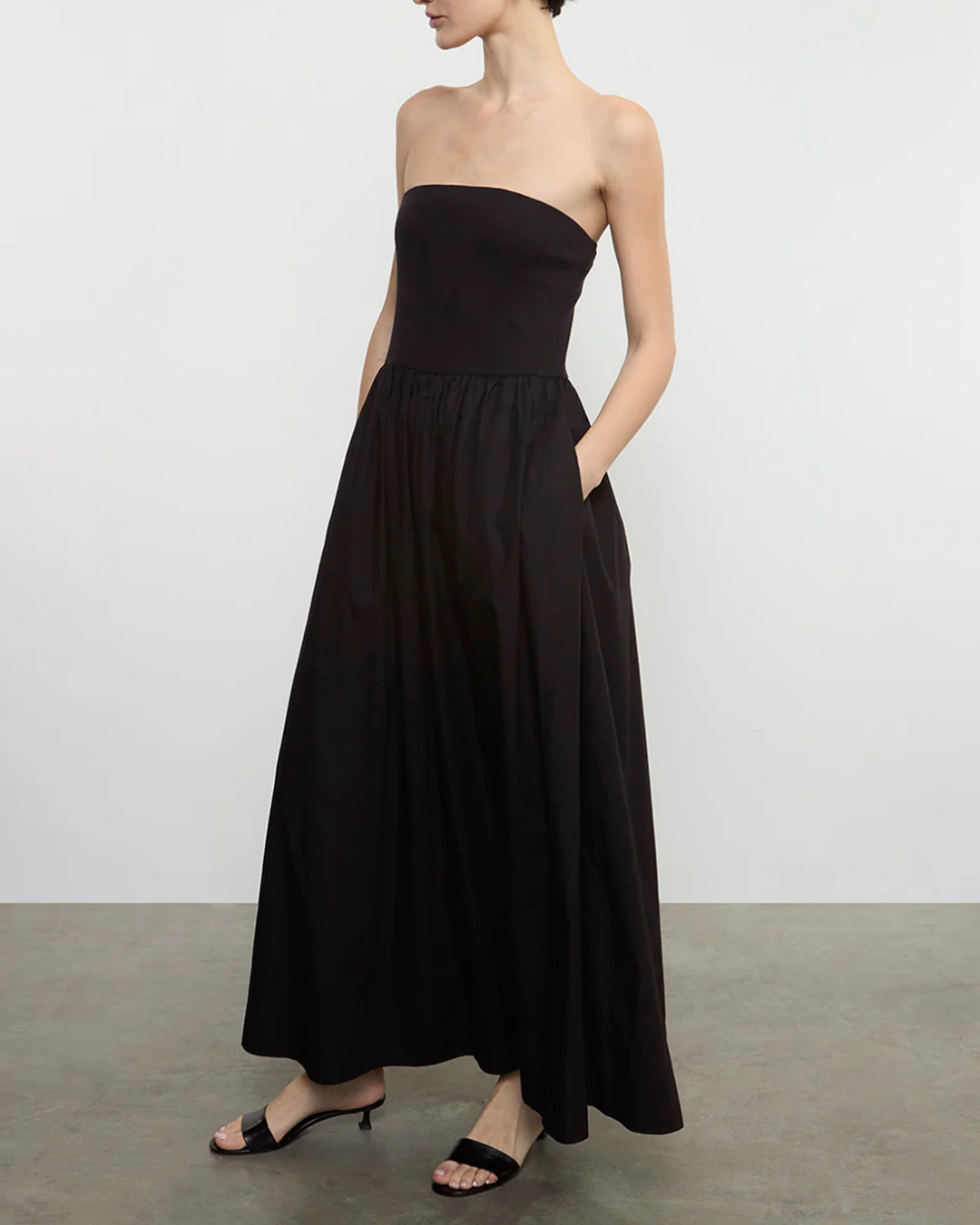 Cotton Resort Strapless Dress | Black