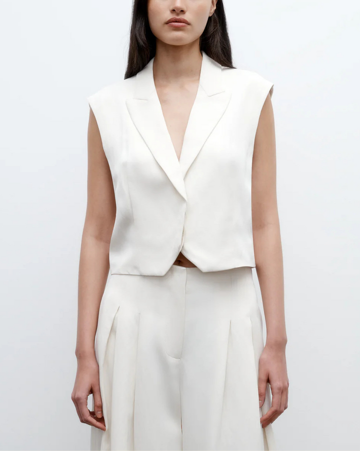 Cropped Tailored Katie Vest | Bone