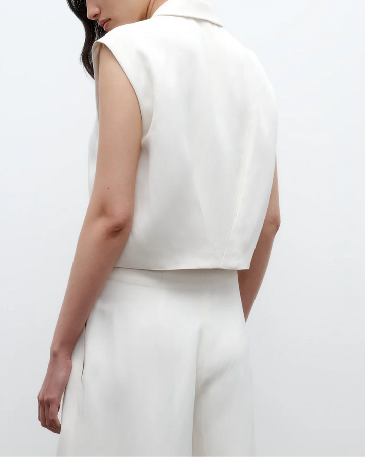 Cropped Tailored Katie Vest | Bone
