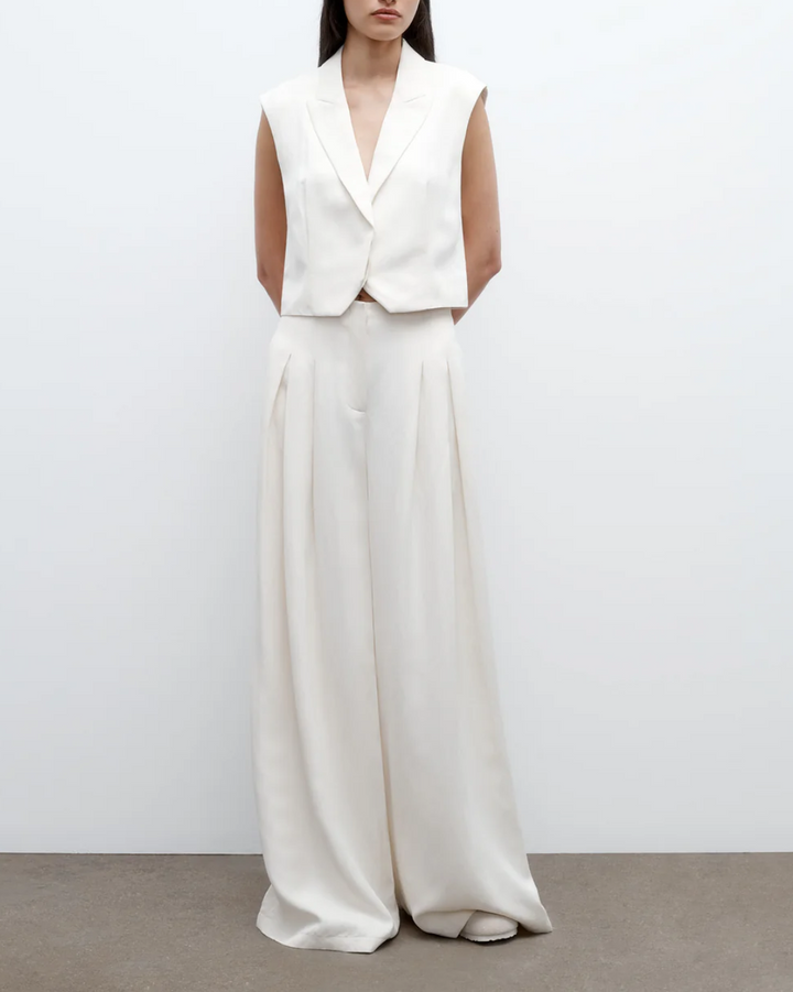 Cropped Tailored Katie Vest | Bone