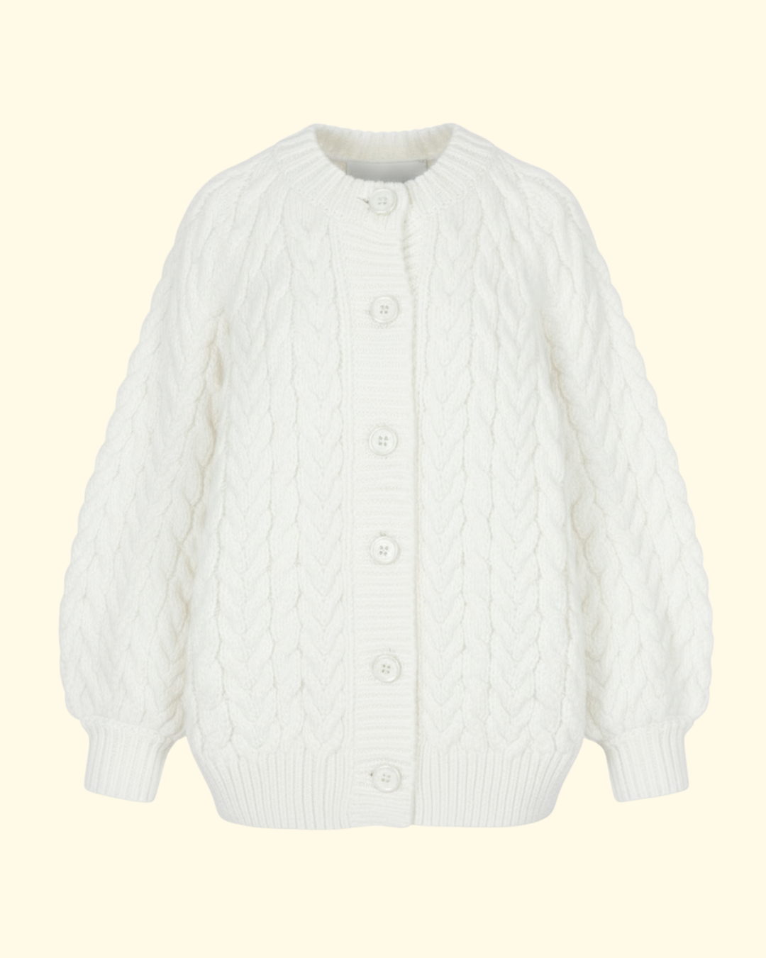 Cable Buttoned Jacket | Cream