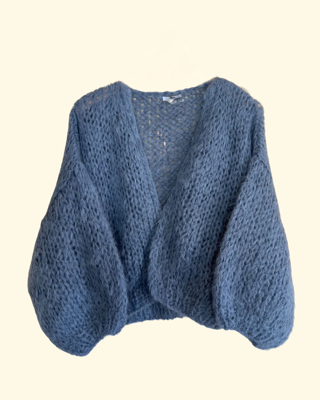 Shaggy Alpaca Bomber Cardigan | Grey Blue