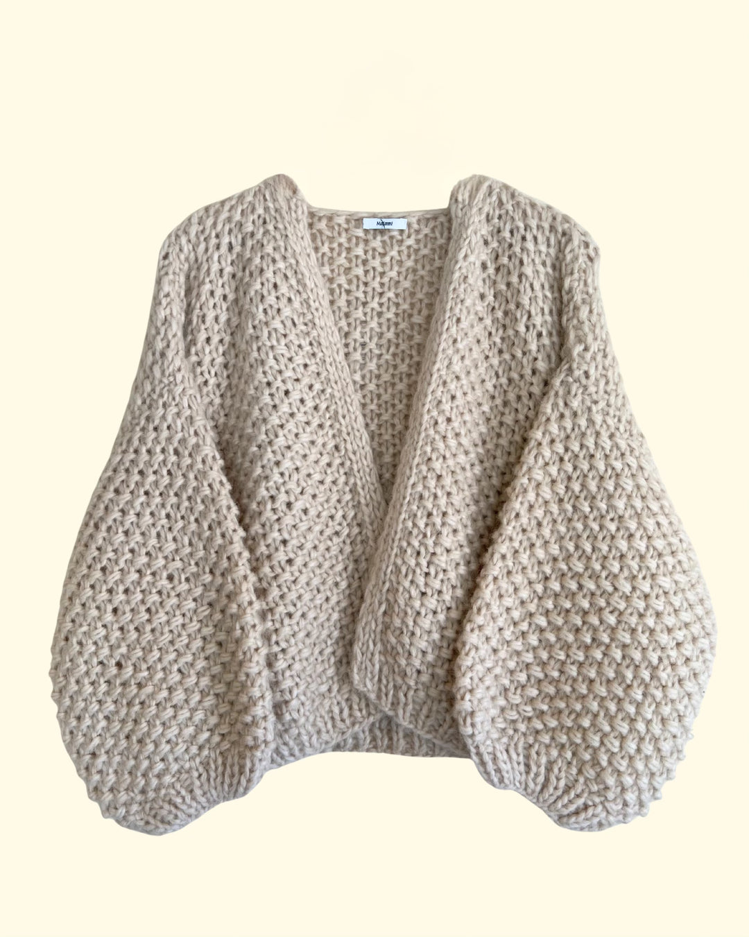 Chunky Alpaca Pearl Bomber Cardigan | Beige