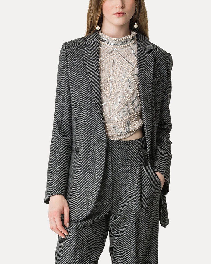 Chevron Wool Jacket | Antracite