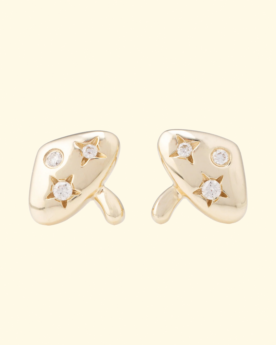 Mushroom Stud Earrings | Yellow Gold