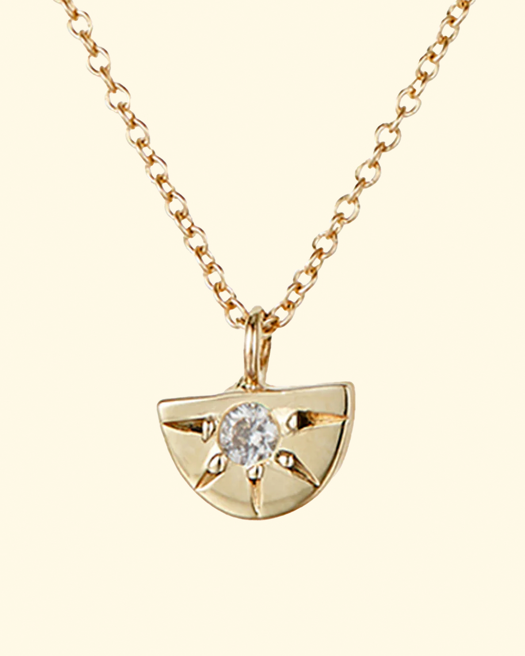 14k Sunrise Necklace | White Diamond