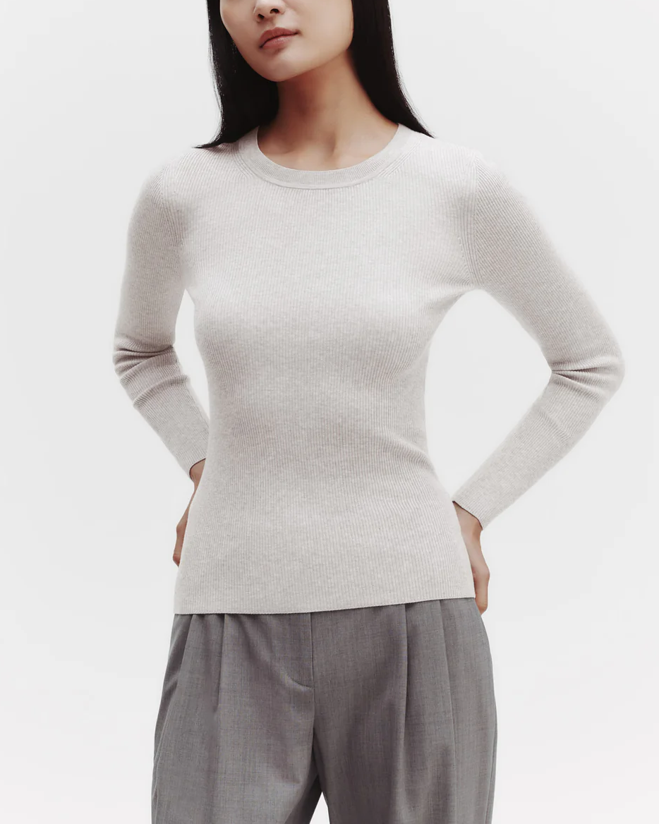 PREORDER Knit Crewneck | White Heather Grey