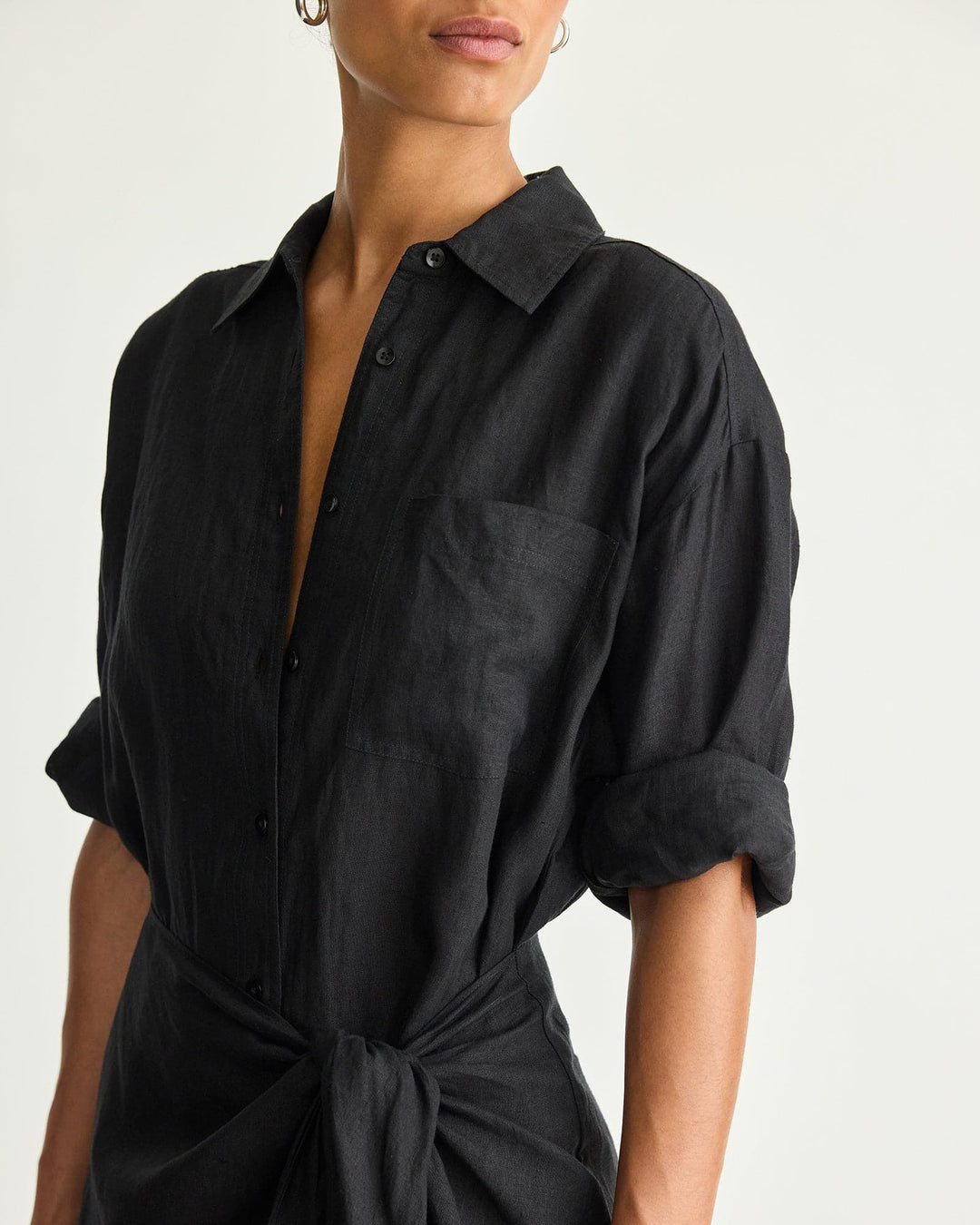 Alessandra Sarong Shirt Dress | Black