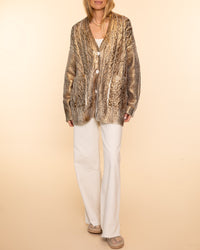 Laminated V Neck Cardigan | Bronzo