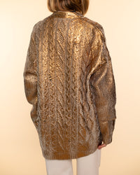 Laminated V Neck Cardigan | Bronzo